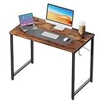 Flrrtenv 31 Inch Computer Desk, Small Writing Table with Sturdy Metal Frame and X-Shaped Design, Corner Desk for Home Office, Rustic Brown