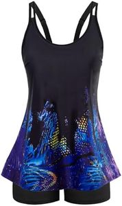 Arolina Women's Tankini Swimsuits Two Piece High Rise Bathing Suit Flowy Pool Purple Leopard Print Patterns Swimsuit 22W