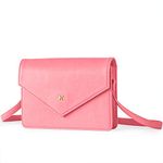 NEORAH — Women’s Crossbody Sling Bag EMMA + Envelope Flap + Magnetic Closure + Zippered Compartment + ATM Card Holder 6 Slots + Inner wall & Outer wall pockets + Adjustable shoulder strap | Vegan LEATHER Side Bag clutch | stylish trendy bags | Compact and lightweight Sling Bag for office, college, shopping, party, travel, valentine, anniversary, Birthday gift for women - PINK