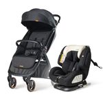 Loopie 360° Car Seat and Stroller | Raincover & Mosquito Net | 1 Hand Fold Cabin Stroller for 0–4 Year| Recline Seat with Sleep Position| Isofix & Seat Belt Compatible Car Seat for 0–12 Year| Black