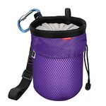 MoKo Chalk Bag, Drawstring Rock Climbing Chalk Bag Bouldering Chalk Bag Bucket with Adjustable Belt & Zippered Pockets and Carabiner for Rock Climbing Weight Lifting Gymnastics Crossfit, Purple