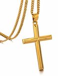 murtoo Gold Cross Necklace for Men Women, Stainless Steel Men's Necklaces with Pendant, Cross Chain Gift for Christian (Gold, 22")