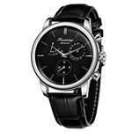 FORSINING Men's Automatic Watch Power Reserve Date Display Fashion Mechanical Wristwatch, Black, Automatic Watch,Mechanical,Self-winding