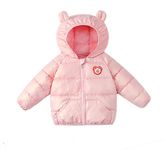 Bold N Elegant Cartoon Bear Kids Shiny Sparkling Quilted Winter Warm Hood Jacket Coat Bomber Puffer Jacket for Boys Girls Kids (5-6 Years, Pink)