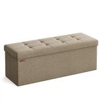 SONGMICS Storage Ottoman, Foldable Small Ottoman Foot Rest, 38 x 110 x 38 cm, Cube Ottoman with Storage, Load up to 300 kg, for Living Room, Bedroom, Entryway, Camel Brown LSF077K51