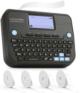 SUPVAN E12 Bluetooth Label Maker Machine with 4 Tapes, Support Keyboard & App with 30+ Fonts and 660+ Icons, Rechargeable Inkless Labeler for Office, Home, Kitchen, School, Organization, Black