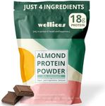 wellious Almond Protein Powder (Chocolate) - 18 Grams of Pure Healthiest Vegan Protein for Women & Men - Perfect Soy-Free & Smooth Gut Friendly Protein Powder for Sports Nutrition