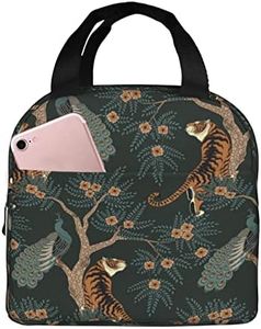Tiger And Peacock Insulated Lunch Bag For Women Men Reusable Durable Waterproof Lunch Box Thermal Cooler Tote Bag For Work School Travel Picnic