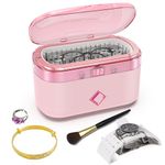 LifeBasis CS1 Ultrasonic Cleaner 500ML Ultrasonic Jewellery Cleaner 42000Hz 35W Touch Panel 5 Digital Timer Low Noise Jewellery Cleaner for Jewellery Glasses Watches Dentures Coins-Pink