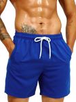 SweatyRocks Men's Drawstring Waist Swim Trunks Solid Bathing Suits Shorts with Pockets Royal Blue X-Large