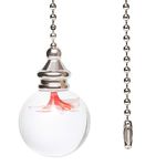 Sixfolo ManYing 1 Meter Ball Chain Pull Light Switch with Glass Flower Pendant Handle Bathroom/Toilet/Ceiling Fans NC002RC1-Red Flower