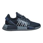 adidas Originals Men's NMD_r1 Stlt Primeknit Running Shoe, Black/White/Blue, 11.5