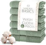 MAURA Basics Turkish Cotton Washcloth Towel Set High Performance Bathroom Essentials with Hanging Loops, Standard Size 13”x13”, Ideal for Daily Comfort, Sage Green