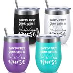 4 Sets Nurse Gifts for Women Stainless Steel Nurse Tumbler Cup Nurse Tumblers for Women Tumblers with Lids and Straws Nurse 4 Colors Nurse Appreciation Gifts for Nurse Women(Eggshell Tumblers)