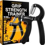 Grip Strength Trainer (Adjustable), Hand Grip Strengthener, Forearm Exerciser, Finger Strengthener (11 to 132 LB), Hand Strengtheners - Hand Gripper - Hand Exerciser Grip Strengthener