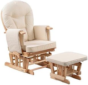 Sereno (Natural) Nursing Glider Maternity Rocking Chair with Glide Lock and Footstool
