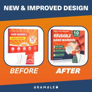 Bramble Reusable Hand Warmers, 10 Pairs – Air Activated, 8-Hour Heat