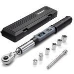 GROWNEER Digital Torque Wrench, 5-99.6 Ft-lbs/6.8-135 Nm, 3/8'' Drive Rachet Torque Wrench with Buzzer & Colorful LED Indicator, Electronic Wrench Set for Bike Motorcycle Car Auto Repair
