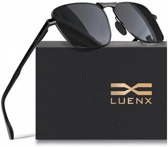 LUENX Rectangular Aviator Sunglasses for Men Women Polarized Square Metal Frame UV 400 Protection 60MM