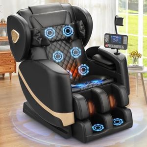 Massagesessel Ganzkörper, Zero Gravity Relaxsessel Massagestühle mit Taillen- und Beinheizung, Komfort-Airbags, Fußrollen, 10 Massagerollen, Bluetooth-Lautsprecher, Fernbedienung