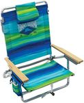 Tommy Bahama 5-Position Classic Lay Flat Folding Backpack Beach Chair, Blue and Green Stripe, 23" x 25.25" x 31.5"