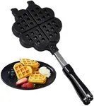 Bruntmor Stovetop Waffle Pan Set of 1 - Cast Iron Waffle Pan Maker for Pancakes, Puffs, and Waffles - Non-Electric Stovetop Griddle Panwaffle for Gas Stove - Dishwasher Safe & Non Stick Cookware