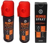 V Pepper Spray for self Defence Small Pocket Size Very Strong and Effective Self-Defense 40-50 Time Spray (110ML Pack of 2 Red)