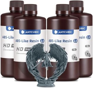 ANYCUBIC 2nd Gen Resin Technology ABS-Like Resin 2.0 Bundle, 3D Printer Resin with High Toughness, More Precise Details, Wide Compatibility for All LCD Resin 3D Printers (HD Grey, 4kg in Total)