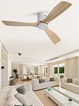 Sofucor 52'' Flush Mount Ceiling Fan without Light, Indoor Outdoor Mordern Wood Low Profile Ceiling Fan with Remote Control, Reversible Quiet DC Motor, 6 Speed, for Farmhouse Bedroom Patio Porch