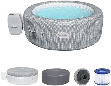 Bestway SaluSpa Honolulu AirJet Large Round 4 to 6 Person Inflatable Hot Tub Portable Outdoor Spa with 140 AirJets and EnergySense Cover, Grey