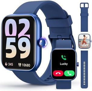 Smart Watch for Women and Men, Android & iPhone Compatible, Fitness Watch Bluetooth Call & Receive Text, Smartwatch with Alexa, Fits Wrists 6.5-9.2 Inches, Waterproof, Blue