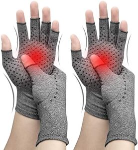 Chargenyang 2 Pairs Anti Arthritis Compression Gloves Half Finger Gloves Training Pressure Gloves Pain Wrist Brace Gloves (Mediun)