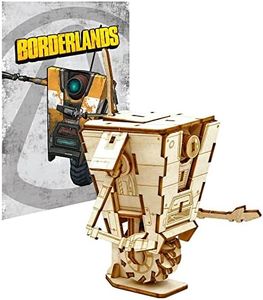 Borderlands Claptrap 3D Wood Puzzle & Model Figure Kit (68 Pcs) with Exclusive Poster - Build & Paint Your Own 3-D Game Toy - Holiday Educational Gift for Kids, Teens & Adults, No Glue Required, 17+