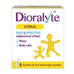 Dioralyte Citrus - Fast and Effective Supplement Treatment for Reducing Dehydration and Replacing Electrolytes (mineral salts) of Lost Body Water and Salts- Citrus Flavour - Powder, 6 Sachets