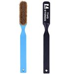 Climbing Chalk Brush with Thick Ultra Durable Boar's Hair Bristles, Bouldering Brush with Ergonomic Handle Portable with Climbing Chalk Bag(Not Included) for Climbing Wall Holds (Black+Deep Blue)