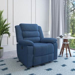 Nilkamal Sierra Velvet Fabric Motorised Single Seater Recliner Sofa with USB and Type-C Ports | Premium Comfort and Soft Fabric | Blue