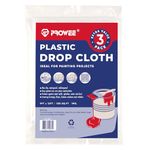 PROWEE 3 Pack Plastic Drop Cloth for Painting 9-Feet x 12-Feet Plastic Sheeting Waterproof Paint Floor Cover Plastic Drop Sheet Painters Clear Tarp