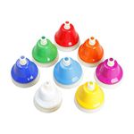 Handbells,Hand Bells Set,Colorful Percussion 8 Note Diatonic Metal Hand Bell Kit for Toddler, Kid, Adults, Used for Festival, Musical Teaching, Church Chorus, Wedding, Family Party (Desk Bells)