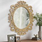 AOAOPQ Vintage Rustic Farmhouse Wall Mirror with Ornate Detailing Perfect for Decor Bathroom Rustic Antique Wooden Wall Mirror Gold