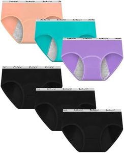 JAHSIYI Girls Period Underwear Teens Menstrual Panties Leak Proof Full Coverage Heavy Flow Undies Soft Cotton Briefs Underpants Size 14-16 Age 15 Year Old