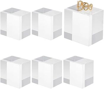 OLYCRAFT 6 cubos de acrílico transparente de 4 x 4 x 3 cm, bloques cuadrados cuadrados de acrílico pulido transparente para exhibición de anillos, joyas, escaparates, base de exhibición