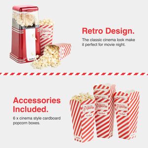 VonShef Retro Popcorn Maker – Red Electric Popcorn Machine