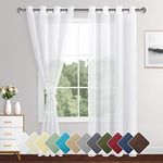 XWZO White Sheer Curtains and Drapes with Tiebacks, Grommet Window Curtains for Bedroom/Living Room, Light Filtering Airy & Breathable Voile Drapes 52 x 84 inch Length 2 Panels