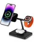 3 in 1 Wireless Charger for MagSafe, Foldable Charging Station for Multiple Apple Devices, Compatible with iPhone 16/15/14/13/12, Apple Watch, AirPods Pro/4/3/2 (Black)