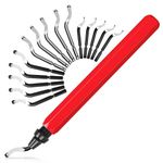 shirylzee Deburring Tool, Deburrer Metal Handle with16 pcs HSS Blades, 360 Degree Rotatable Pen Reamer Burr Remover for 3D Prints, Pipe, Plastic, Aluminum, Copper, PVC and Steel