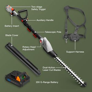 VonHaus Cordless Pole Hedge Trimmer – Lightweight, Extendable