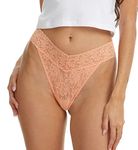 Hanky Panky Women's Hanky Panky Signature Lace, Original Rise Thong, Rolled Thong Panties, Orange, One Size UK