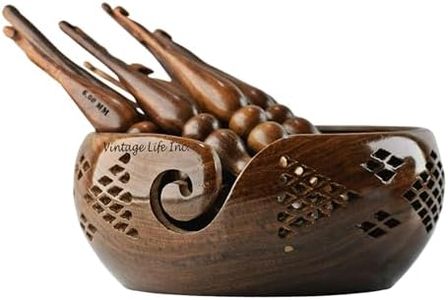 Sheesham Wood Set of 13 Ergonomic Crochet Hooks 3.5 MM to 12 MM, Wooden Yarn Crochet Hooks (Hooks with Bowl A)