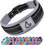 Joytale Reflective Dog Collar Large Dogs | Ultra Comfy Soft Neoprene Padded | Heavy Duty Metal Belt Buckle, Black