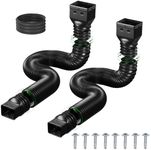 2-Pack Rain Gutter Downspout Extension: Drain Downspout Extender Flexible Extendable to 58"+68" Extension Pipes | Durable Rainwater Drainage Down Spout with Connector & 8PCS Screws (Black)